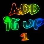 Színes, világító betűk, fekete háttéren az „ADD IT UP 1” szöveggel