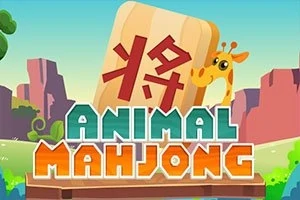 Állati motívumú mahjong kártya zsiráffal, sziklák és mező háttérrel