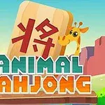 Állati motívumú mahjong kártya zsiráffal, sziklák és mező háttérrel