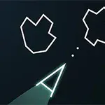 Fekete háttéren fehér vonalas háromszög és két szabálytalan alakzat, az alsó sarokban az Atari logója látható
