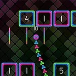 Színes, neon téglalapok és számok egy sakkmintás háttér előtt