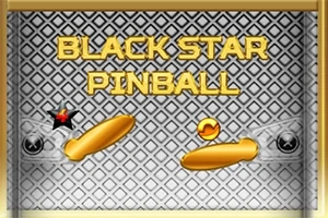 Egy dekoratív, fém mintával díszített háttér előtt arany színű flipperek és egy labda látható, a Black Star Pinball felirattal