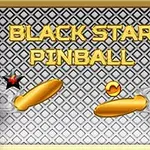 Egy dekoratív, fém mintával díszített háttér előtt arany színű flipperek és egy labda látható, a Black Star Pinball felirattal