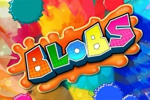 Színes, festékpöttyökkel és a BLOBS felirattal díszített háttér