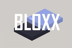 Fehér háttér előtt két átfedő, különböző árnyalatú, kék négyzet alakú blokk, középen nagy fehér BLOXX felirattal