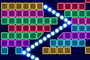 Színes neon téglalapok és világos pontok mintázata sötét háttérrel