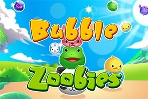 Színes buborékok és állatok rajzfilmszerű grafikája vidám kék háttér előtt