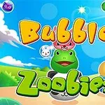 Színes buborékok és állatok rajzfilmszerű grafikája vidám kék háttér előtt