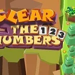 3D-számokkal és fák között megjelenített CLEAR THE NUMBERS színes szöveg