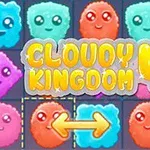 Színes, mosolygó, felhő alakú arcok hátterében a „Cloudy Kingdom 4” felirat, sárga nyíllal, amely cserét jelez