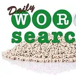 A képen egy halom világos színű betűkocka látható, fölöttük a Daily WORD search felirat nagyítóval