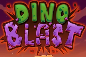 Színes, rajzfilmszerű Dino Blast felirat robbanó háttérrel