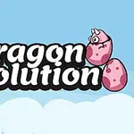 Rózsaszín dinoszauruszok és tojások felhős háttér előtt, az Dragon Evolution felirat középen