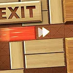 Fából készült csúszkák között egy piros mozgó téglalap és egy EXIT felirat jelenik meg
