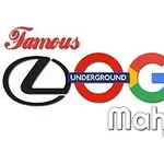 A kép különböző ismert logók stílusában megjelenített színes LOGO feliratot ábrázol