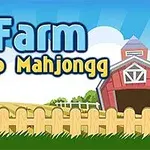 Farm témájú grafika mahjong kártyákkal, kerítéssel és piros csűrrel