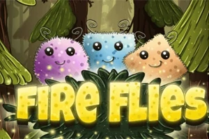 Három mosolygó, színes szőrös lény erdő háttérben, fénylő FIRE FLIES felirattal alattuk