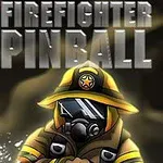 Tűzoltó védőruhában áll, mellette Firefighter Pinball felirat található
