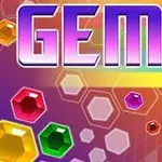Színes, hatszögletű drágakövek és a „GEMS” felirat élénk háttér előtt