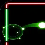 Fekete háttér előtt neon színű piros és zöld fénycsíkokkal szegélyezett téglalap, középen egy nagy 34-es szám, valamint egy zöld fénygömb és vonalak láthatók
