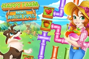 Egy rajzfilmszerű jelenet, ahol kalapos lány zöldségeket tart, mellette kutya és színes vízcsövek gyümölcsökkel