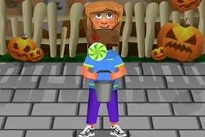 Horror Halloween egy könnyed játék, ahol a fiú a képernyő közepén van
