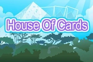 Kék háttér előtt kirajzolódó kártyavár, alatta sűrű lombkoronájú fák sorakoznak, középen pedig House Of Cards felirat látható