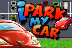 Piros autók és színes parkolók rajzolt képe a Park My Car felirattal