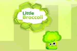 Zöld háttér előtt egy kicsi, szomorú brokkoli figura látható, mellette fehér felirat: Little Broccoli