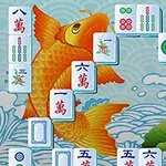 Aranyhal és mahjong kövek hullámzó háttér előtt