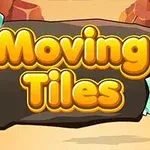 Egy rajzfilmszerű sziklás háttér, amelyen a Moving Tiles felirat szerepel színes karakterekkel