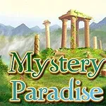 Ősi romokkal körülvett domb a hegyek között, Mystery Paradise felirattal