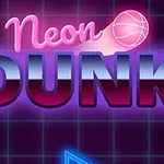 Rácsos háttér előtt világító, neon hatású Neon Dunk felirat, mellette egy kosárlabdával