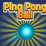 Képen egy kék fénylő labda látható sárga és vörös függőleges csíkok között, középen Ping Pong Ball felirattal, sugárzó sárga háttérrel