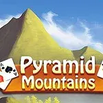 Hegyekkel a háttérben Pyramid Mountains felirat, két oldalán játszókártyákkal