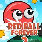 Egy piros, szemeit meresztő labda, csillagokkal és egy piramissal egy trópusi környezetben, Red Ball Forever 2 felirattal