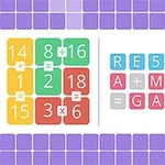 Színes számkockák és betűblokkok, amelyek matematikai egyenleteket és angol szavakat ábrázolnak