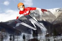 Látványos olimpiai stílusú síugrás
