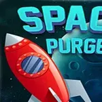 Piros rakéta két bolygó között lebegve az űrben, a háttérben a SPACE PURGE felirattal
