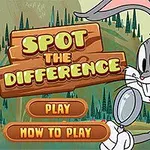 Rajzfilmfigura nagyítóval egy hegyvidéki táj előtt, „Spot the Difference” és „Play” gombokkal