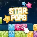 Színes csillagos blokkok egy sötét égbolt háttér előtt, középen a Star Pops felirat