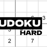Egy részben kitöltött négyzetrácsos tábla közepén SUDOKU HARD felirattal