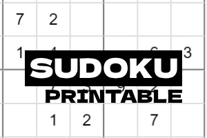 Egy részleges számrács SUDOKU PRINTABLE felirattal