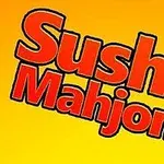 Piros Sushi Mahjong felirat sárga háttéren, japán írásjeggyel mellette
