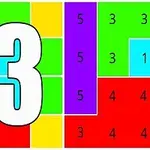 Színes négyzetek és téglalapok 13-as számmal, különböző színhatásokkal és számokkal