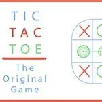 A kép bal oldalán színes TIC TAC TOE szöveg, jobb oldalán pedig egy 3x3-as rács X és O szimbólumokkal