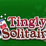Zöld háttér előtt, kártyák és egy király figura körül a Tingly Solitaire felirat