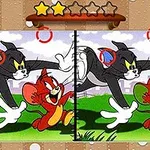 Két rajzfilmfigura üldözési jelenete egymás mellett, különbségekkel a két kép között