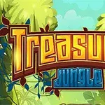 A kép élénk színekben ábrázol egy dzsungel témájú hátteret, középen a Treasures Jungle felirattal