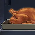 Egy sült pulyka egy tepsiben a sütőben